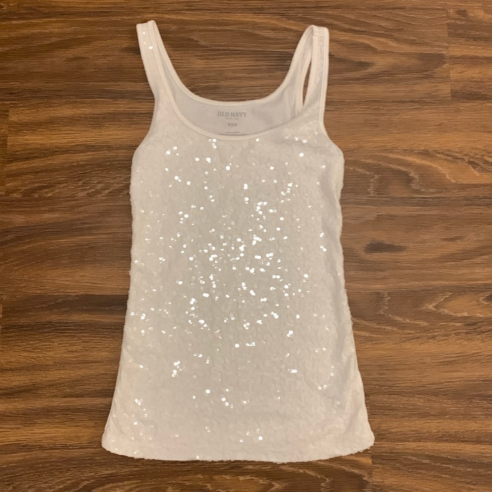 Old Navy white sequin top